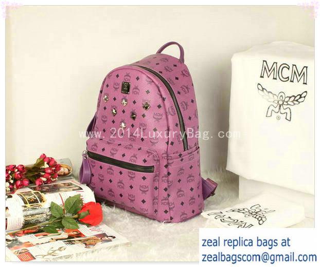 High Quality Replica MCM Stark Backpack Jumbo in Calf Leather 8006 Purple - Click Image to Close